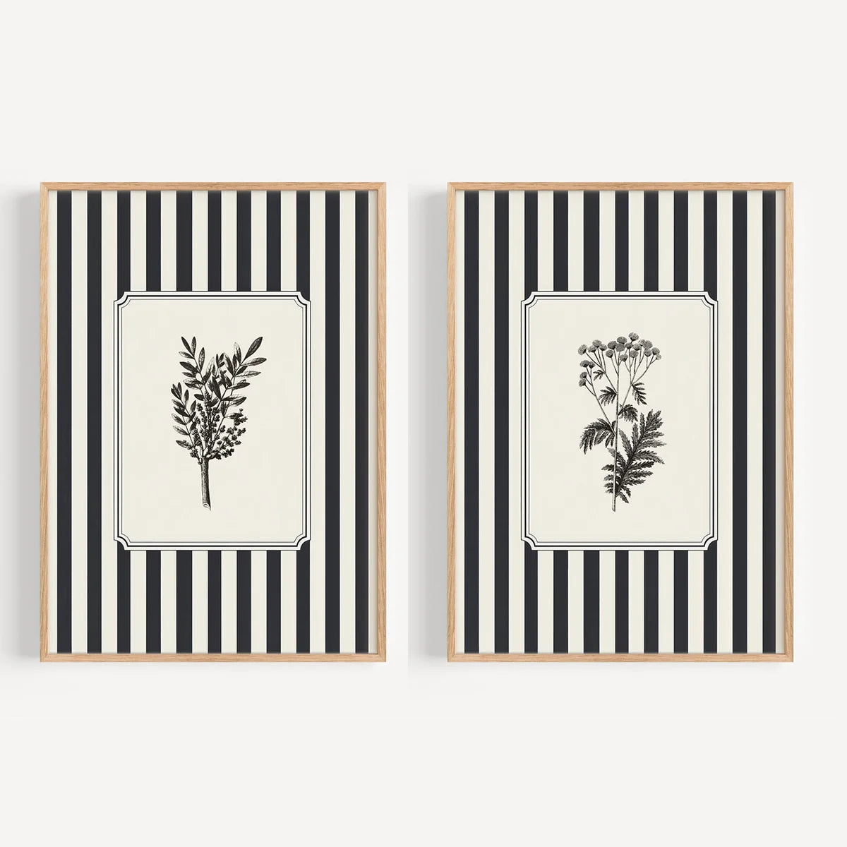 Minimalist Black Bird & Floral Wall Art – Set of 2 Unframed Canvas Prints
