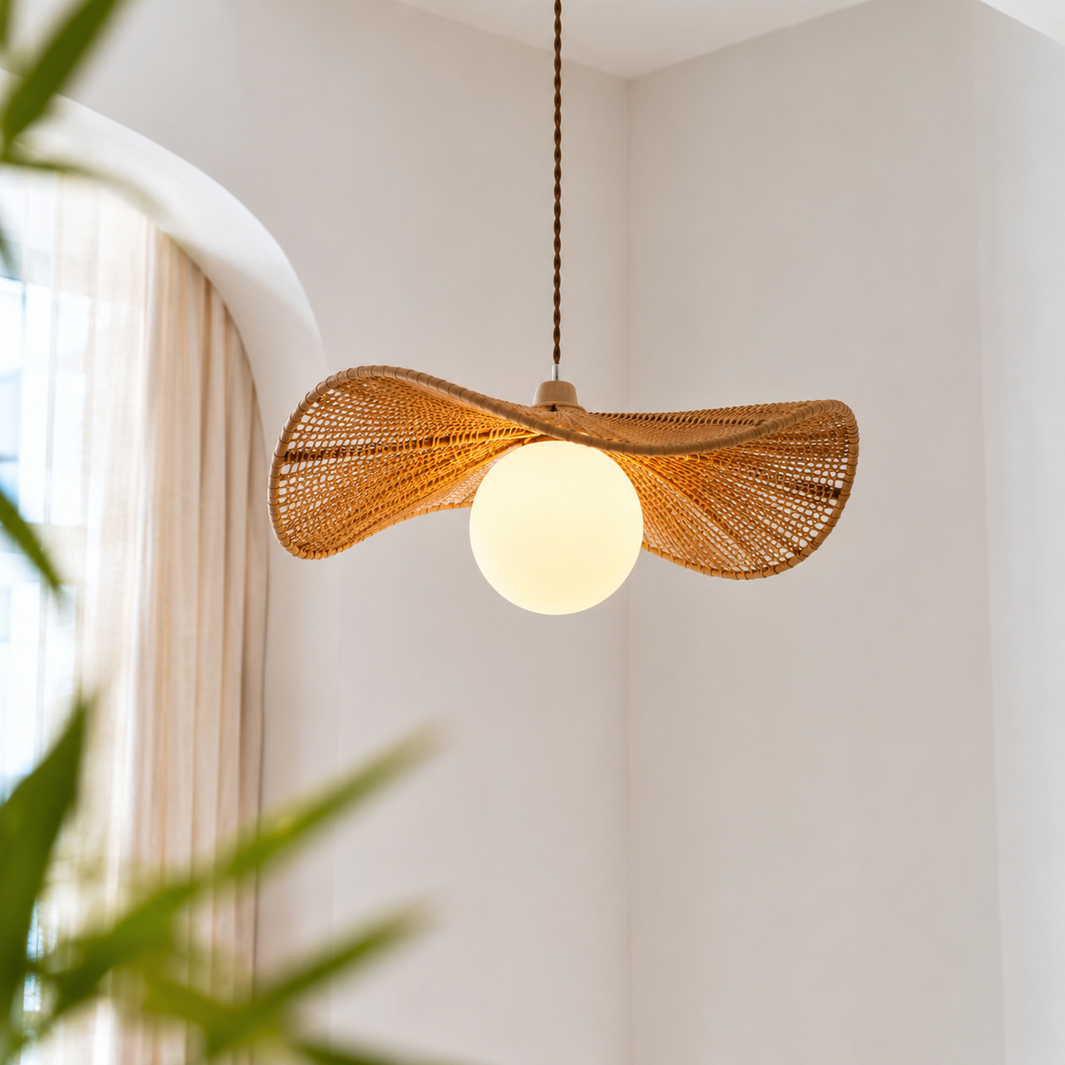 Soleil Rattan Wing Pendant