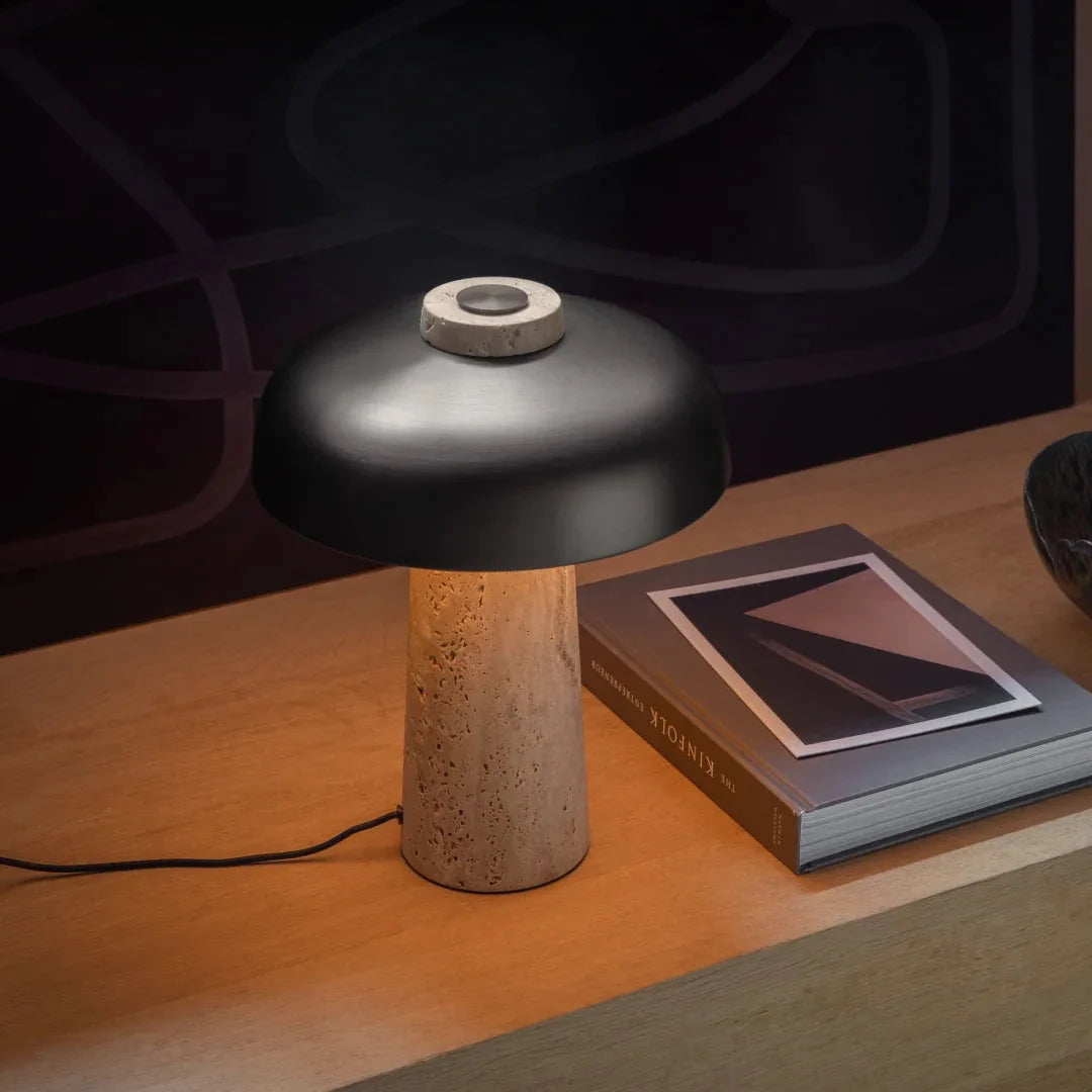 Noma Travertine Mushroom Table Lamp