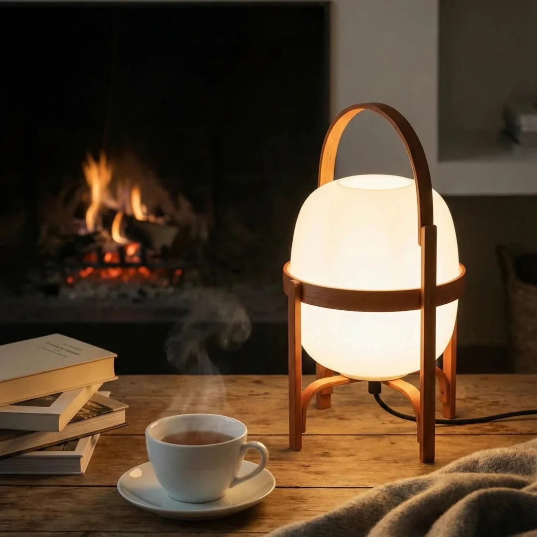 Wabi Wood & Glass Table Lamp