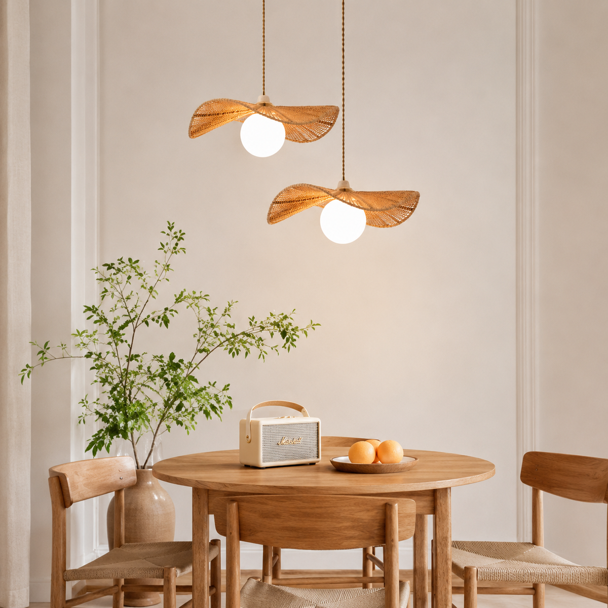 Soleil Rattan Wing Pendant
