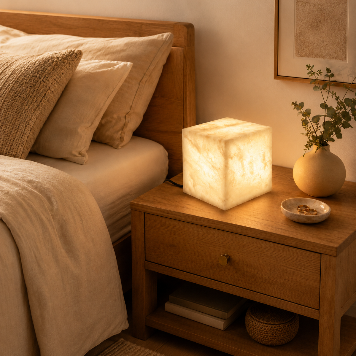 Cube Alabaster Table Lamp