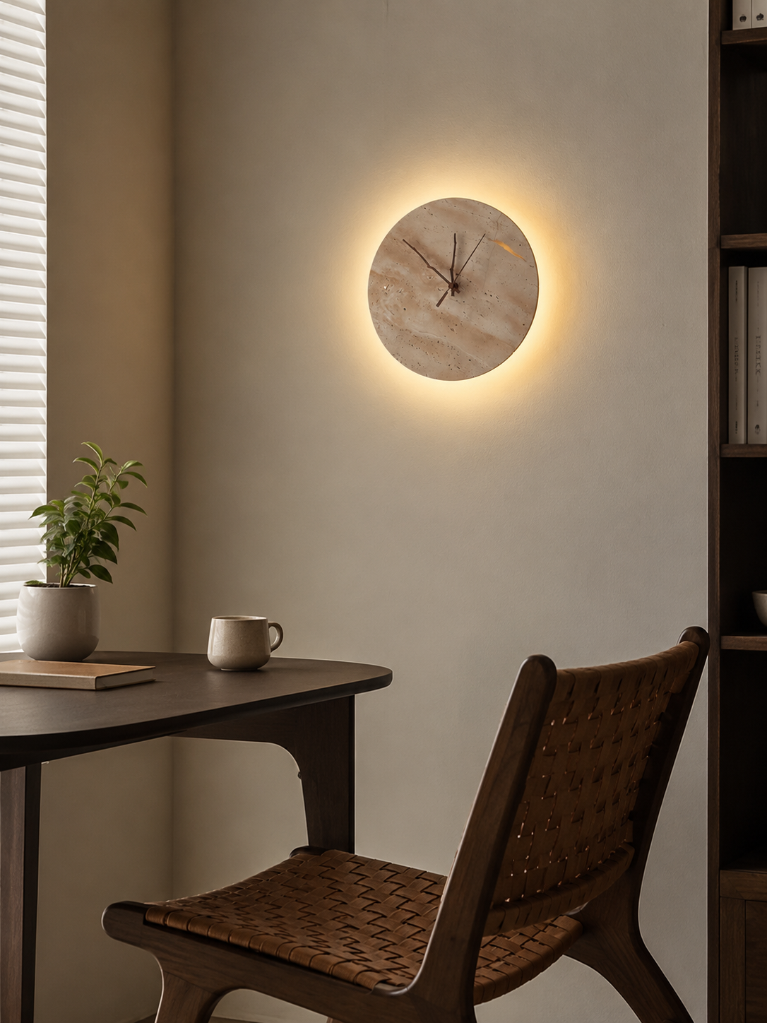 Travertine Marble Round Wall Clock