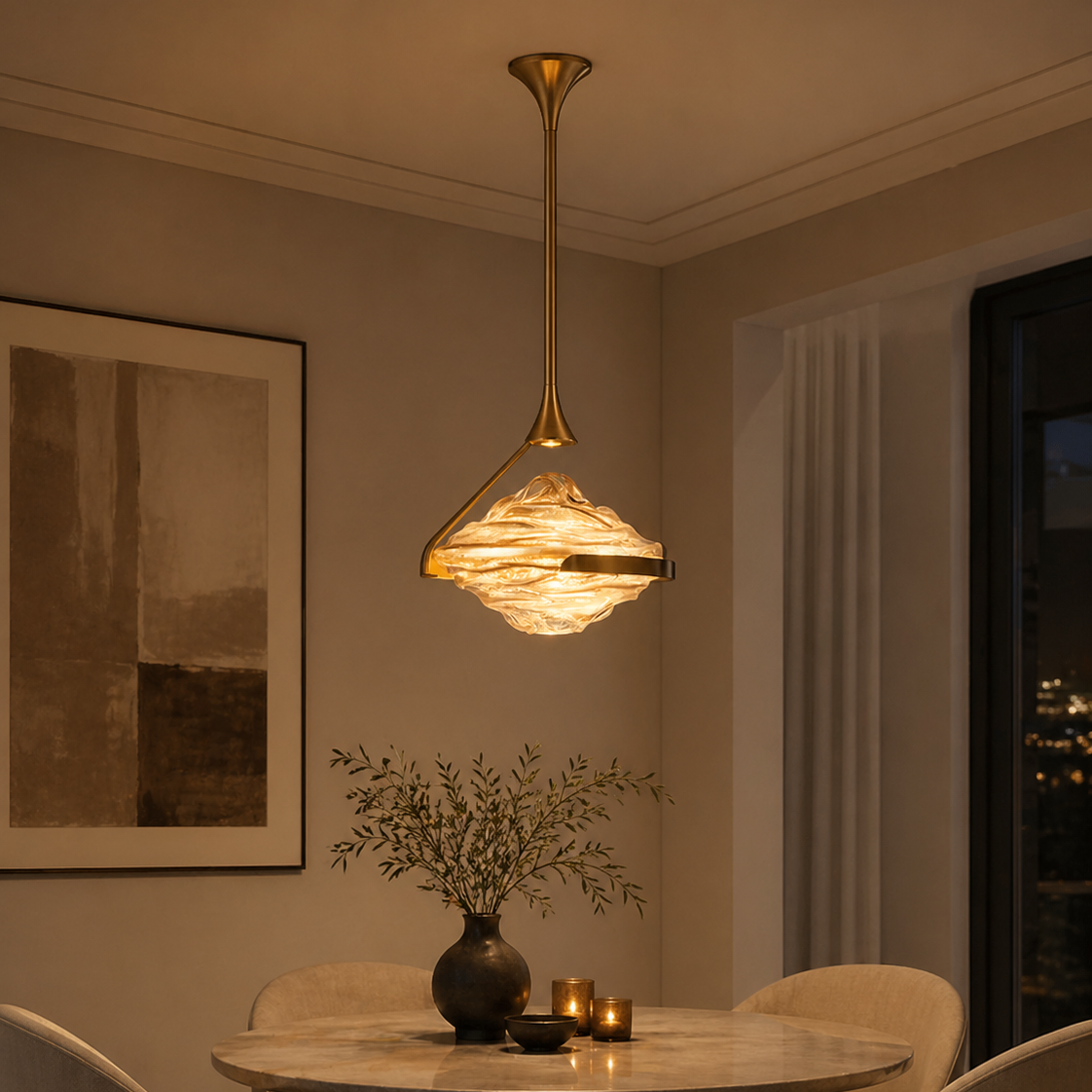Sculptural Glass Pendant Light