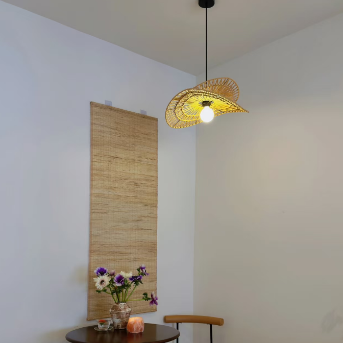 Natural Woven Fringe Pendant Light