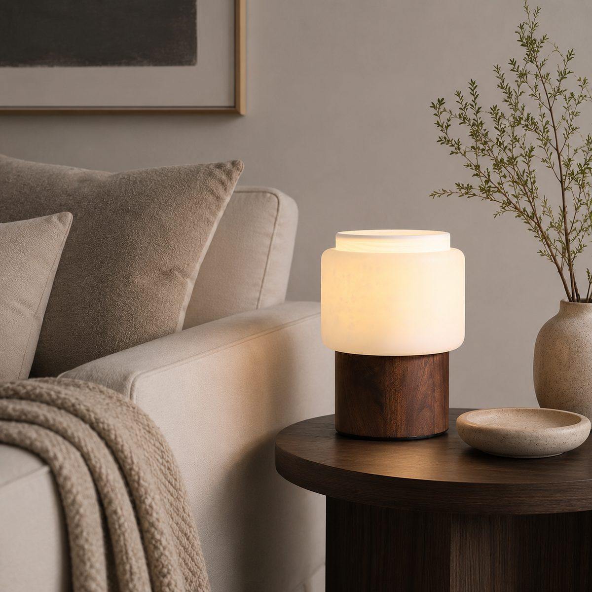 Noma Alabaster Walnut Table Lamp