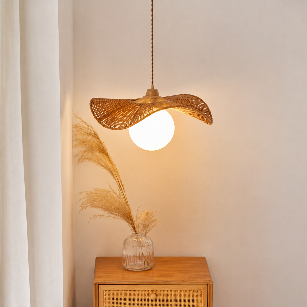 Soleil Rattan Wing Pendant