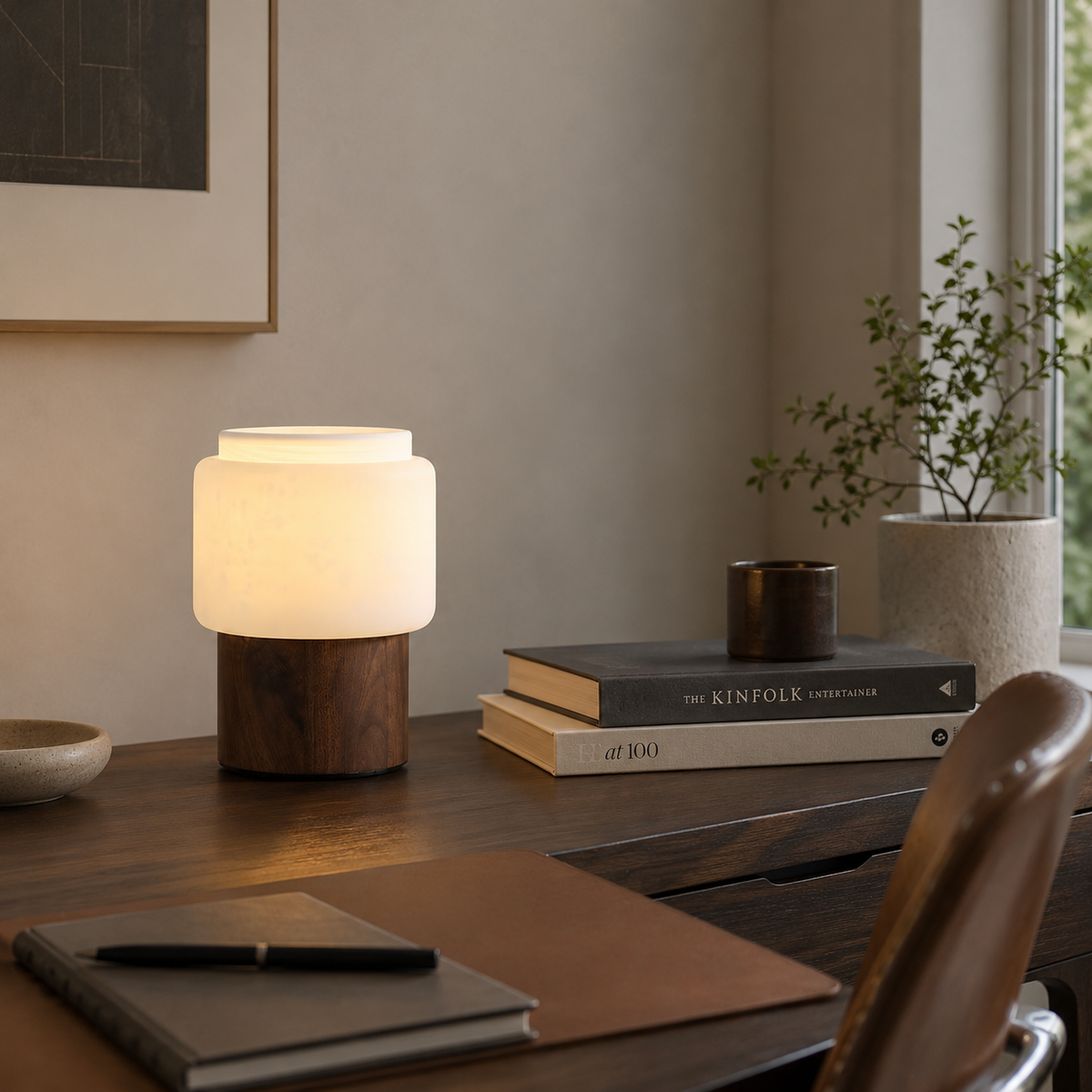 Noma Alabaster Walnut Table Lamp