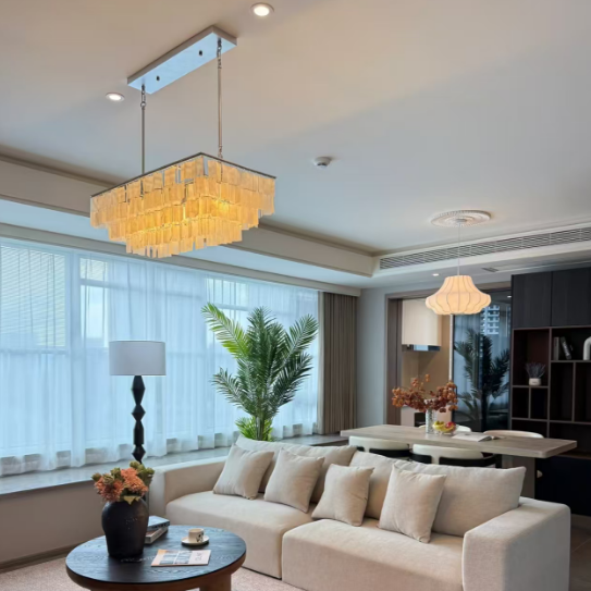 Shell Tiered Rectangle Chandelier
