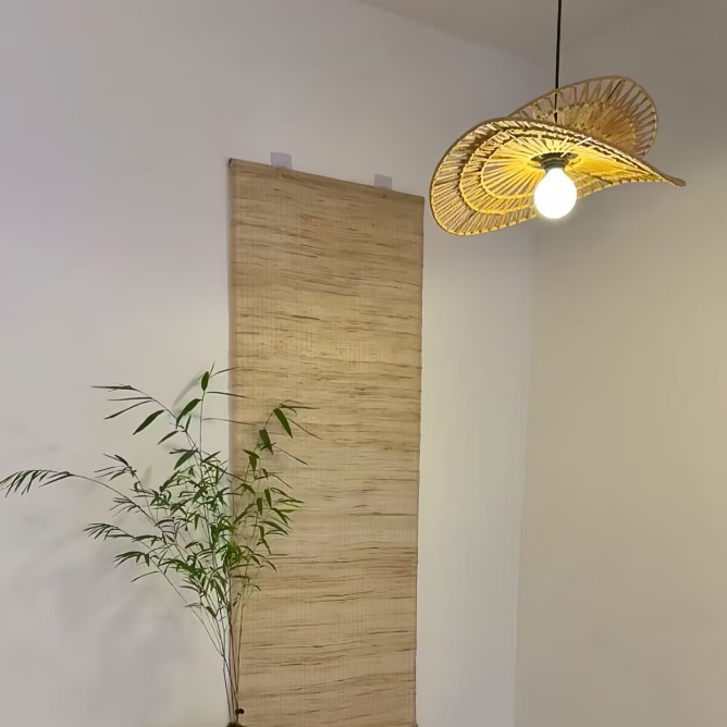 Natural Woven Fringe Pendant Light