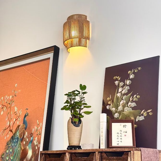 Woven Rope Drum Wall Sconce