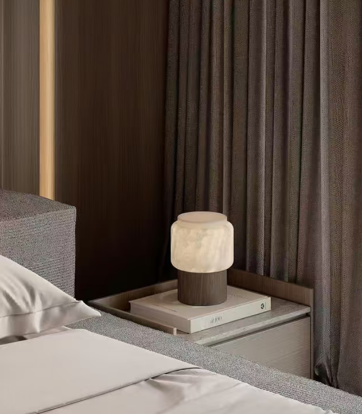 Noma Alabaster Walnut Table Lamp