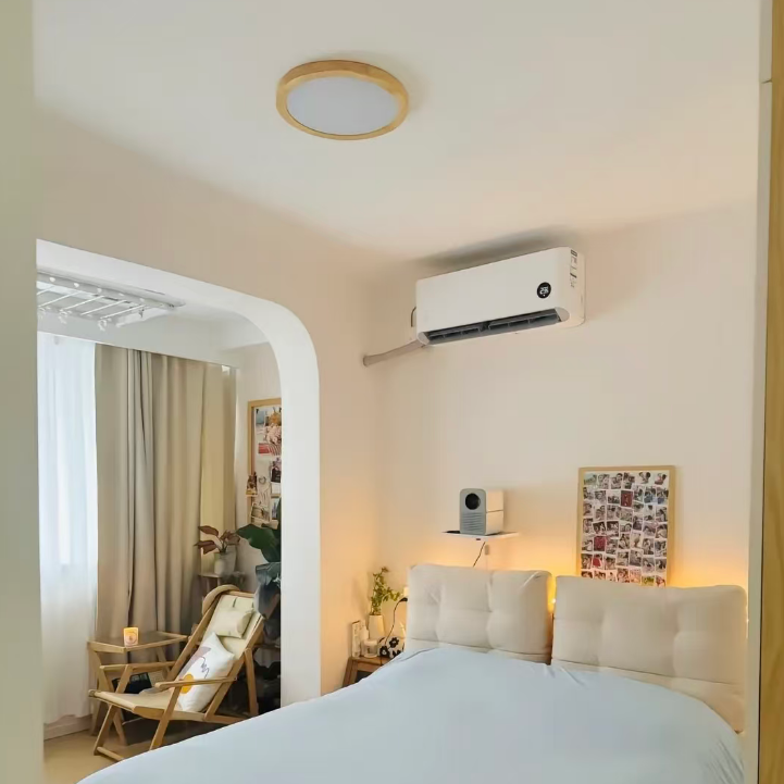 Round Wood LED Flush Mount