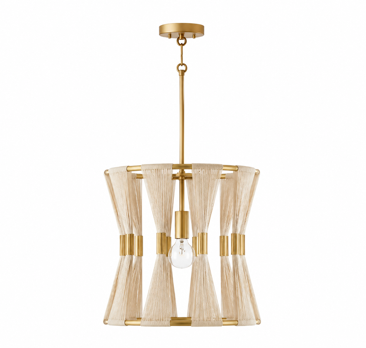 White Slatted Hourglass Pendant Light