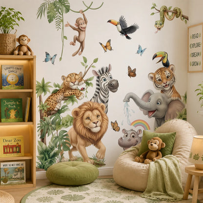 Safari Jungle Animal Wall Decals – Lion, Elephant & Tiger Nursery Stickers