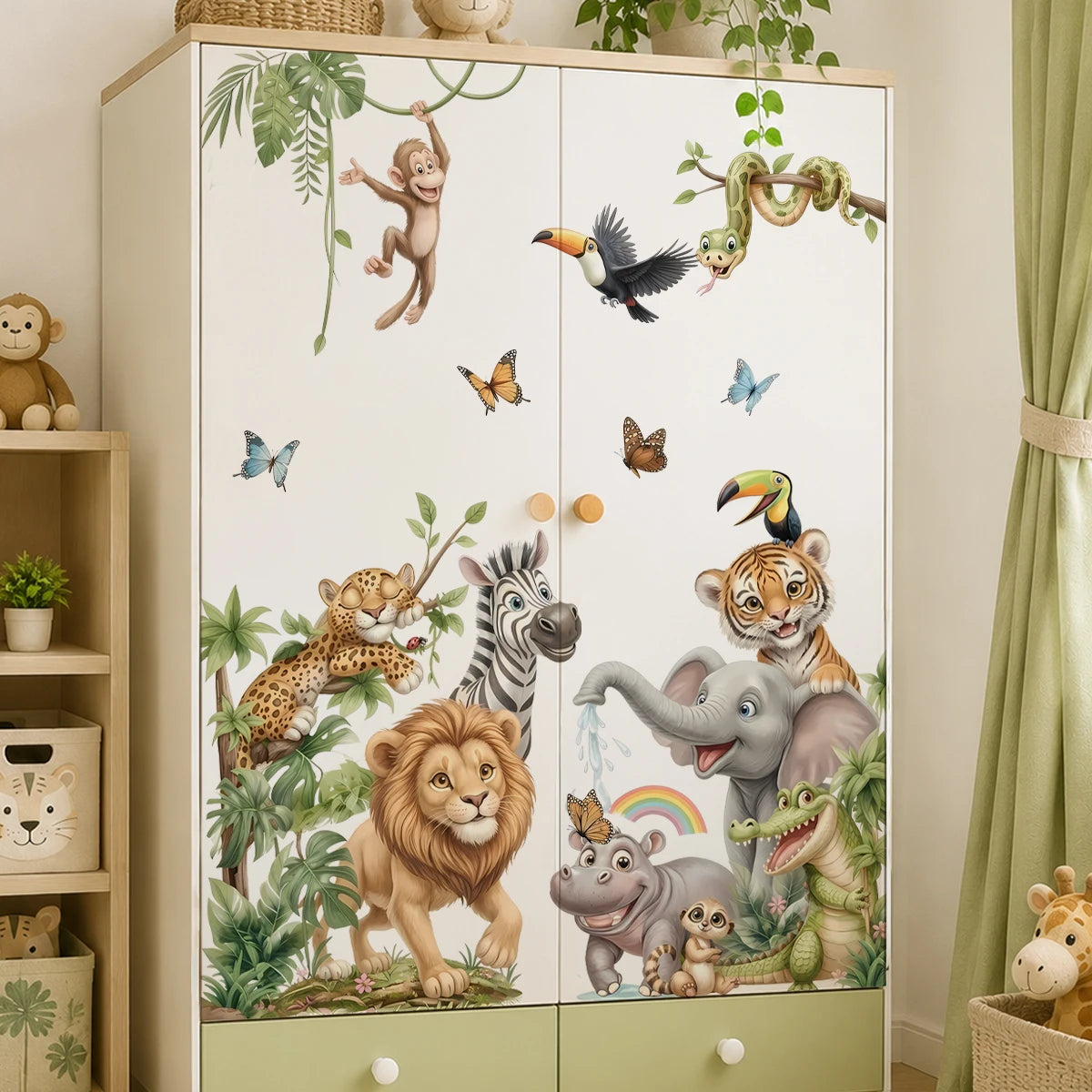 Safari Jungle Animal Wall Decals – Lion, Elephant & Tiger Nursery Stickers