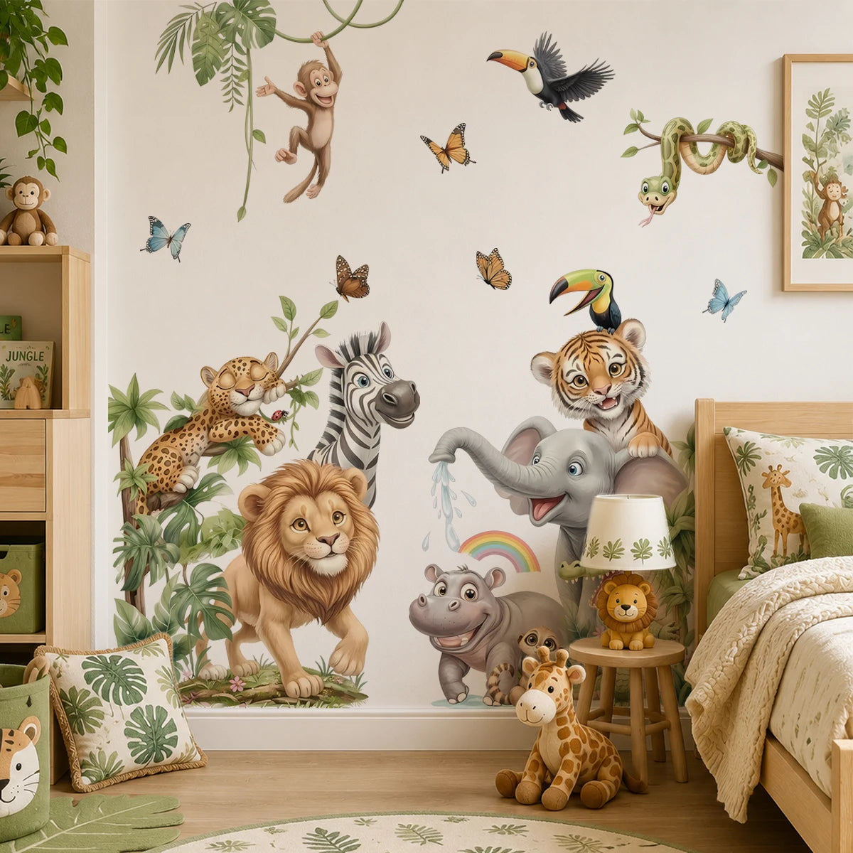 Safari Jungle Animal Wall Decals – Lion, Elephant & Tiger Nursery Stickers