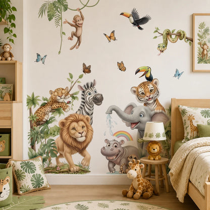 Safari Jungle Animal Wall Decals – Lion, Elephant & Tiger Nursery Stickers
