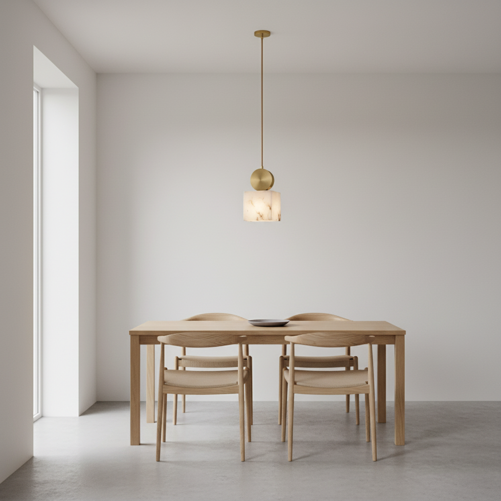 Luma Cube Alabaster Pendant Light