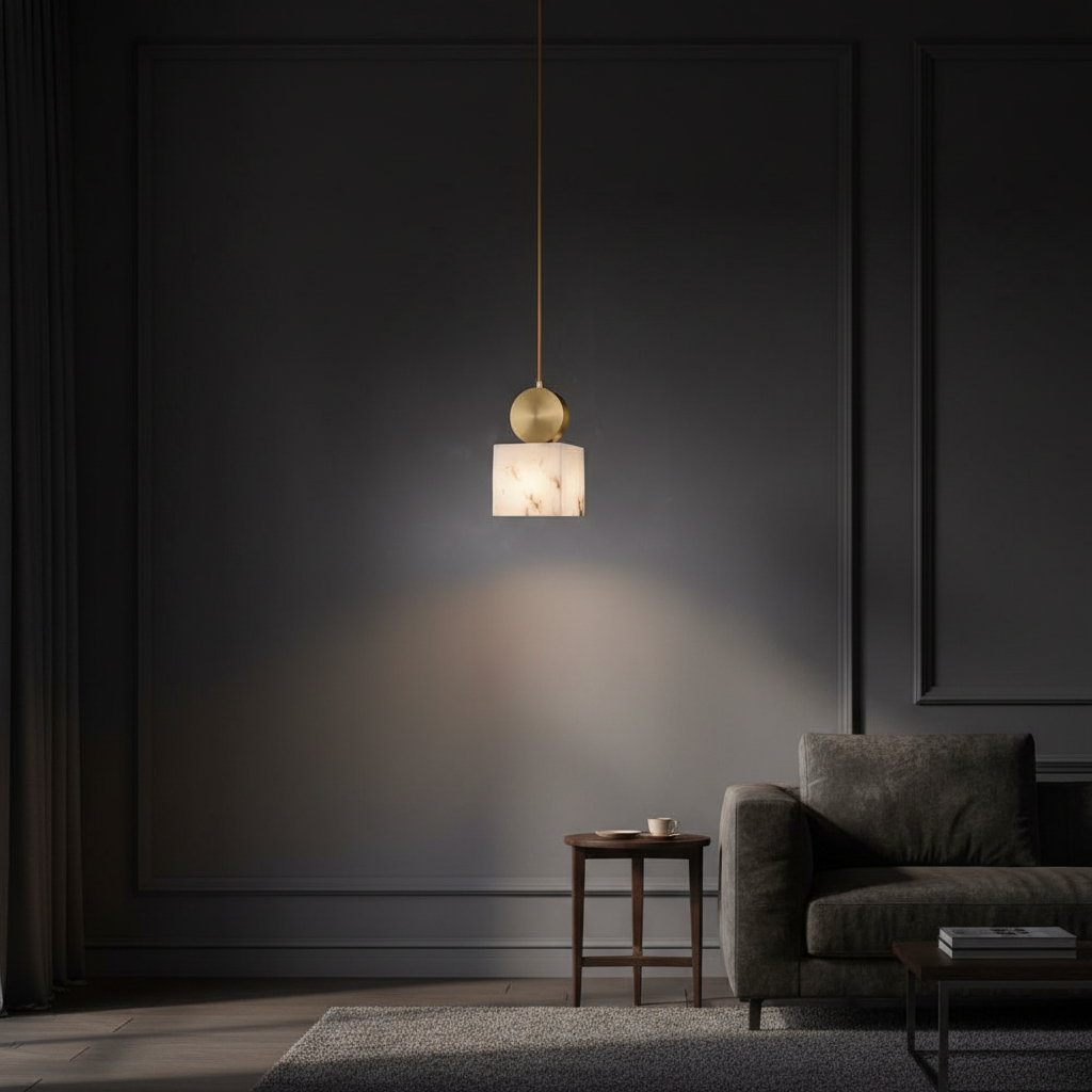 Luma Cube Alabaster Pendant Light