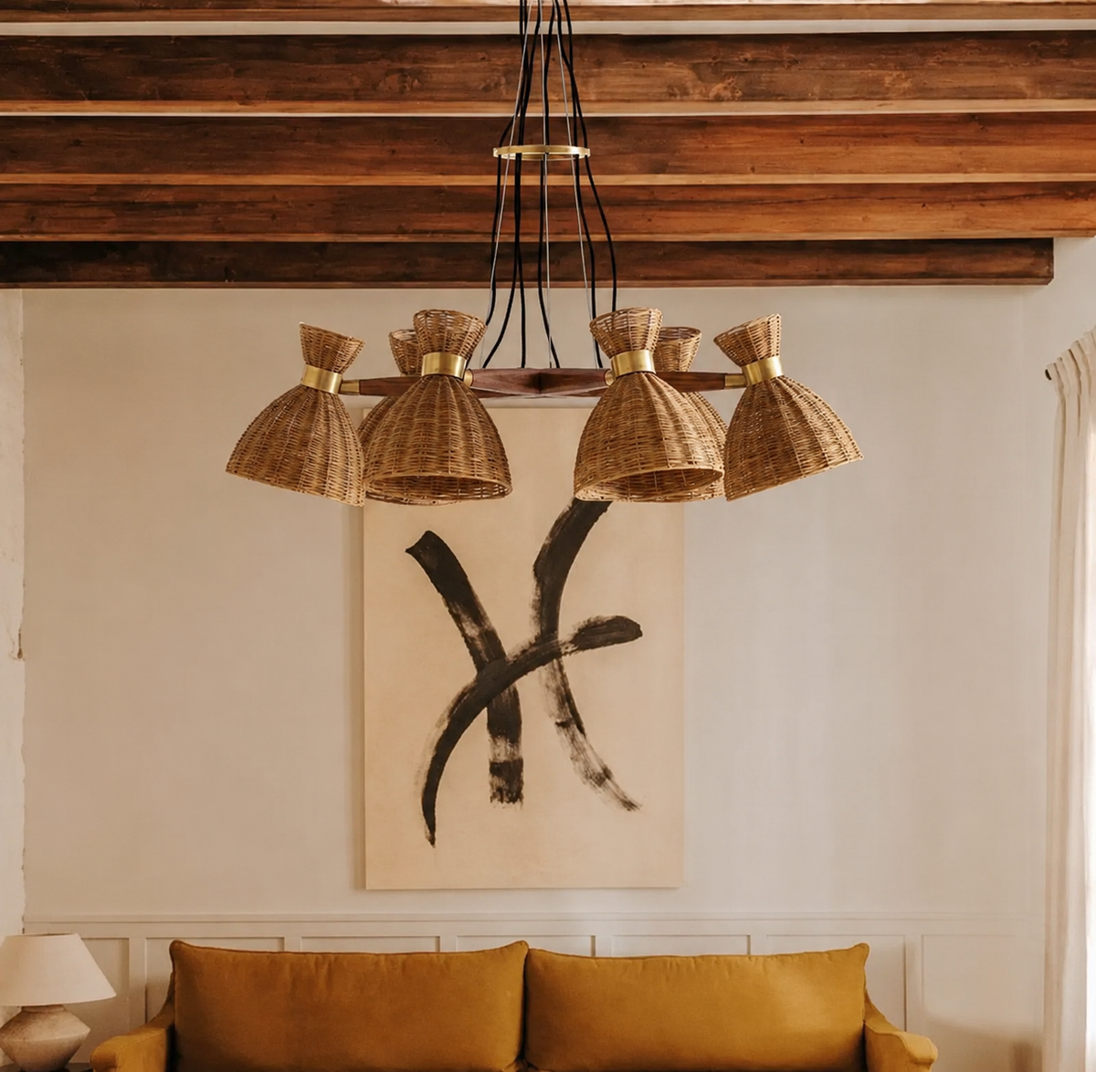 Brume Rattan Cluster Chandelier