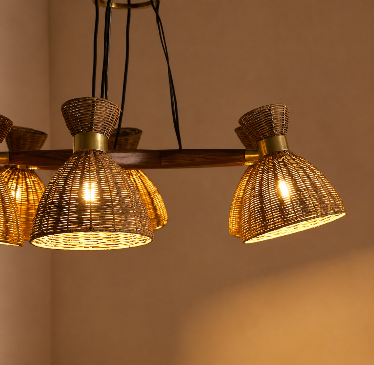 Brume Rattan Cluster Chandelier