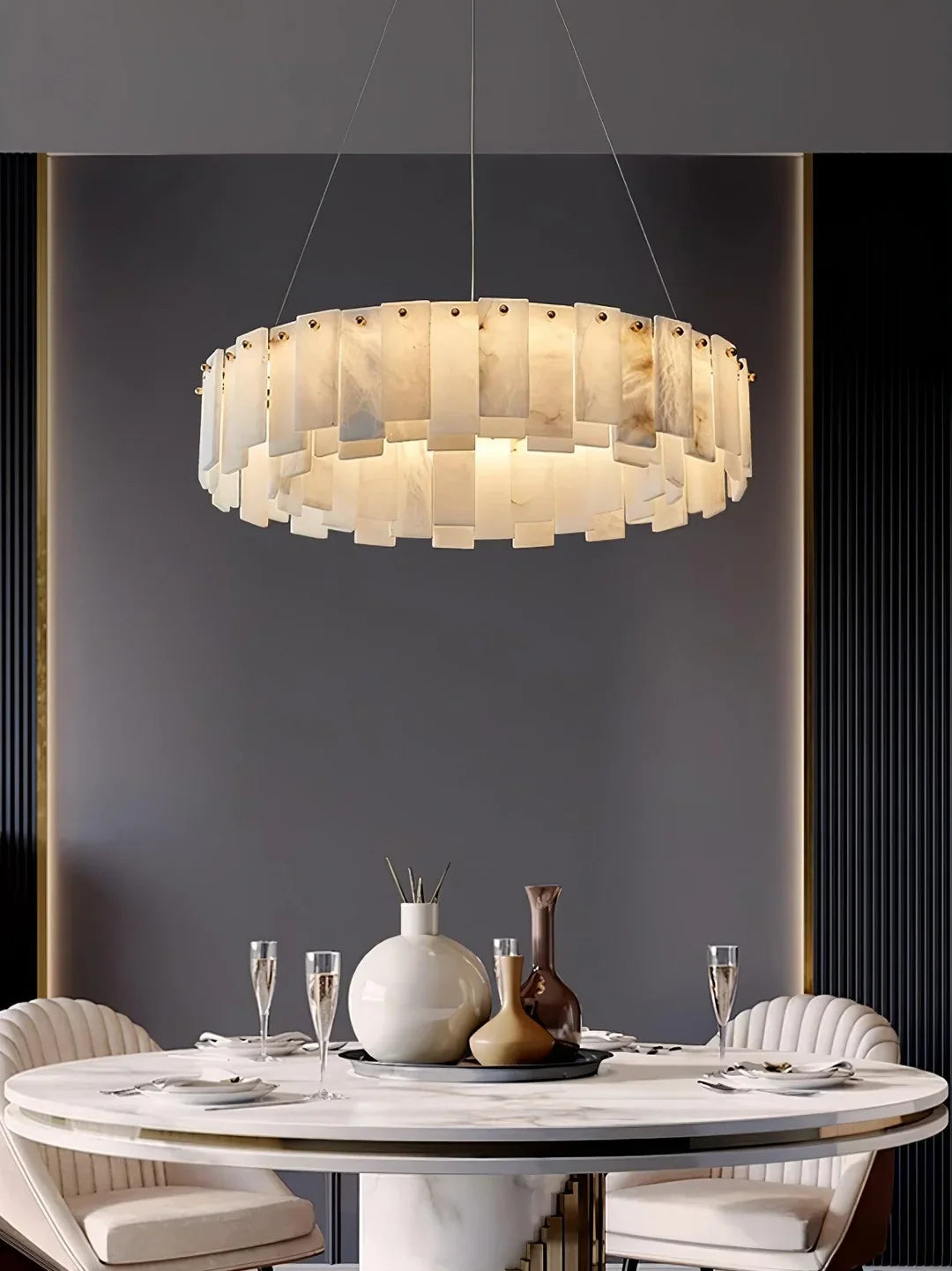 Oslo Alabaster Disc Chandelier
