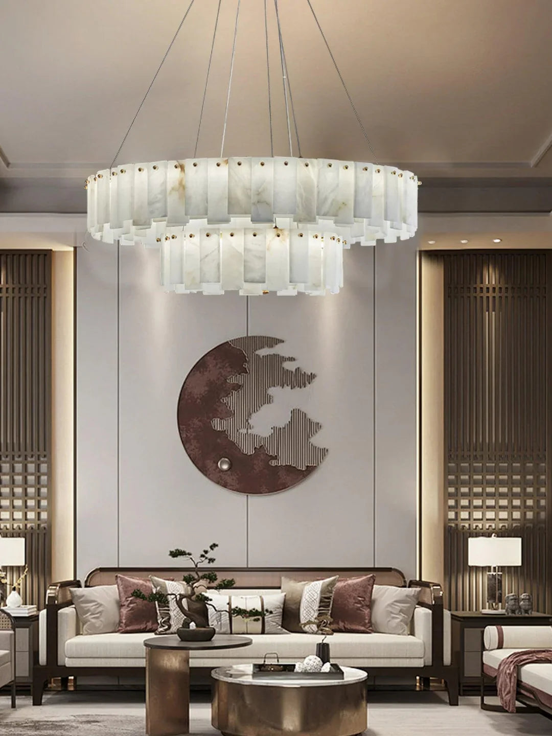 Oslo Alabaster Disc Chandelier