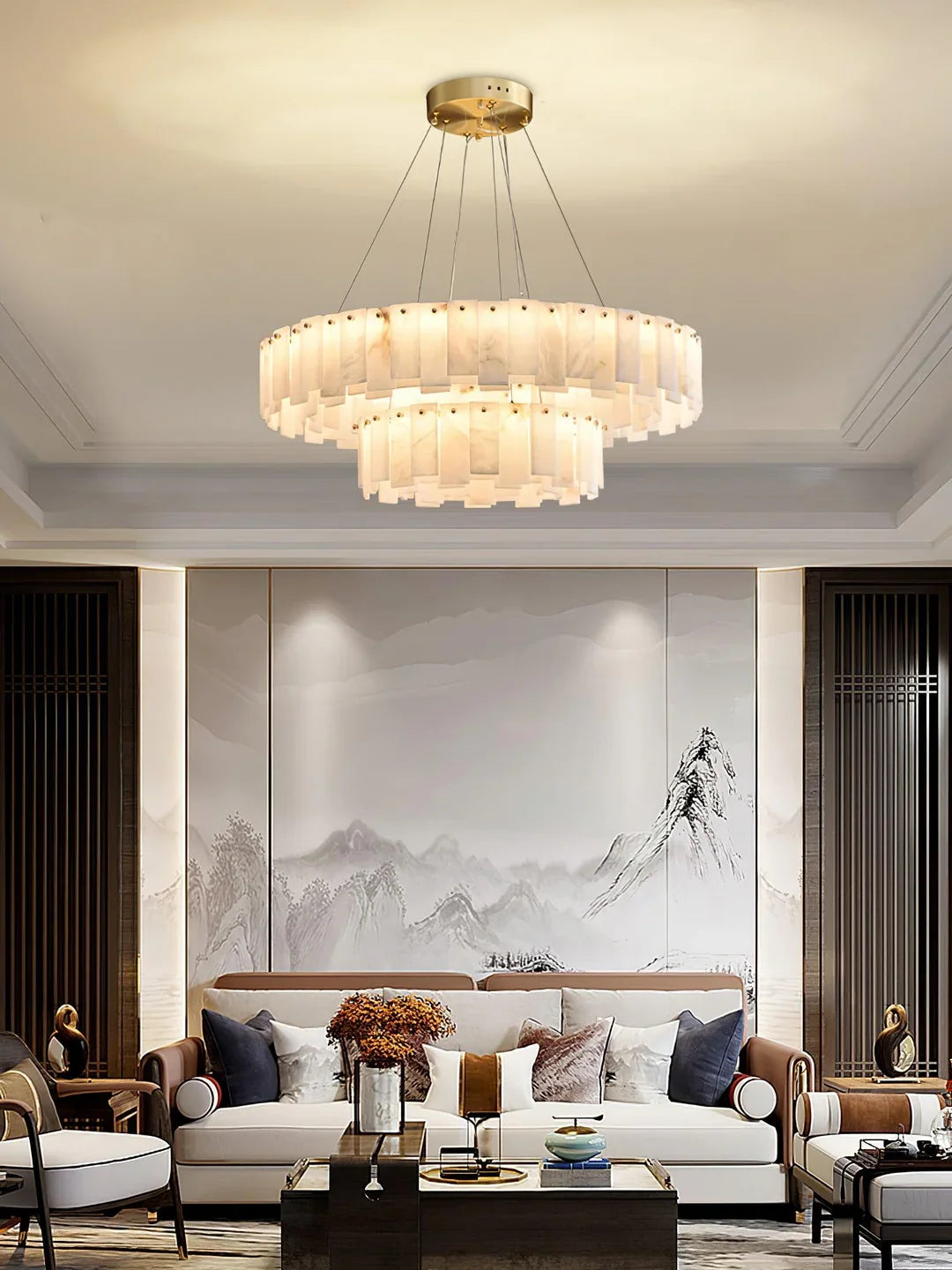 Oslo Alabaster Disc Chandelier