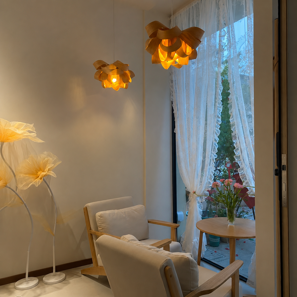 Bloom Wood Veneer Pendant Light
