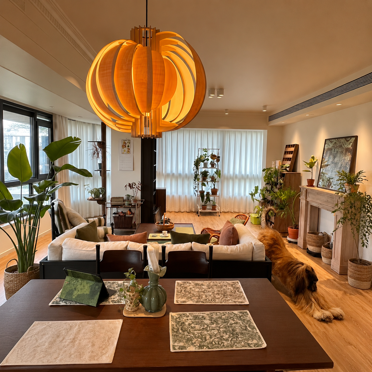 Orb Wood Pendant Light