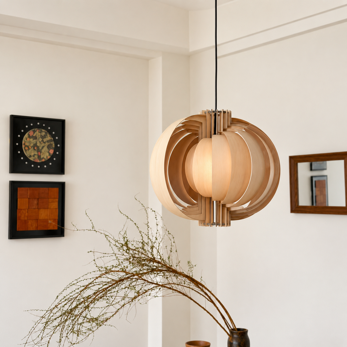 Orb Wood Pendant Light