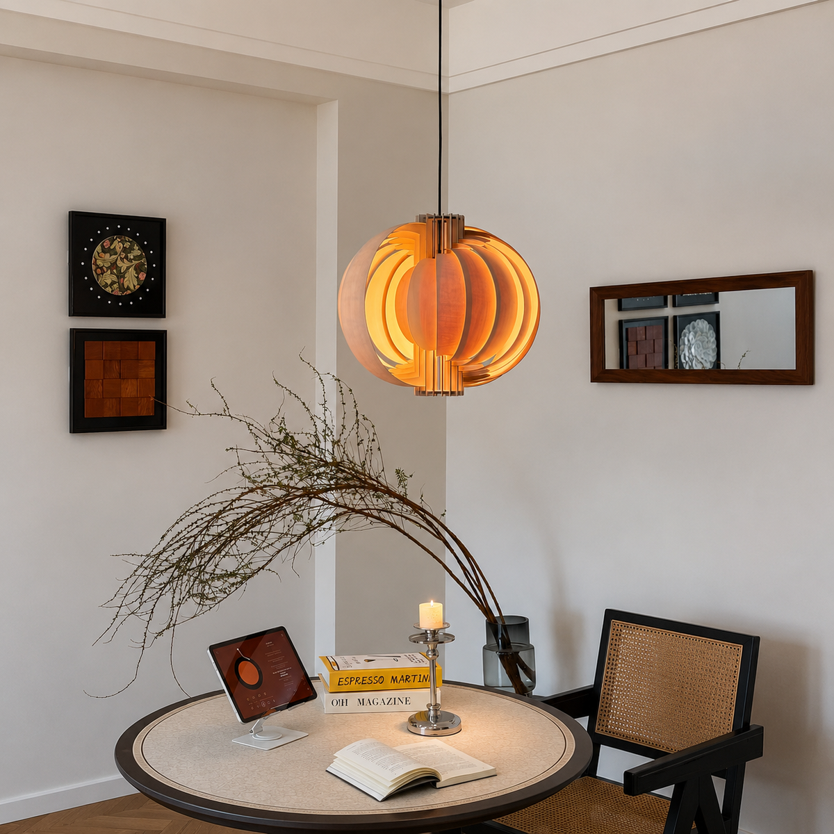Orb Wood Pendant Light