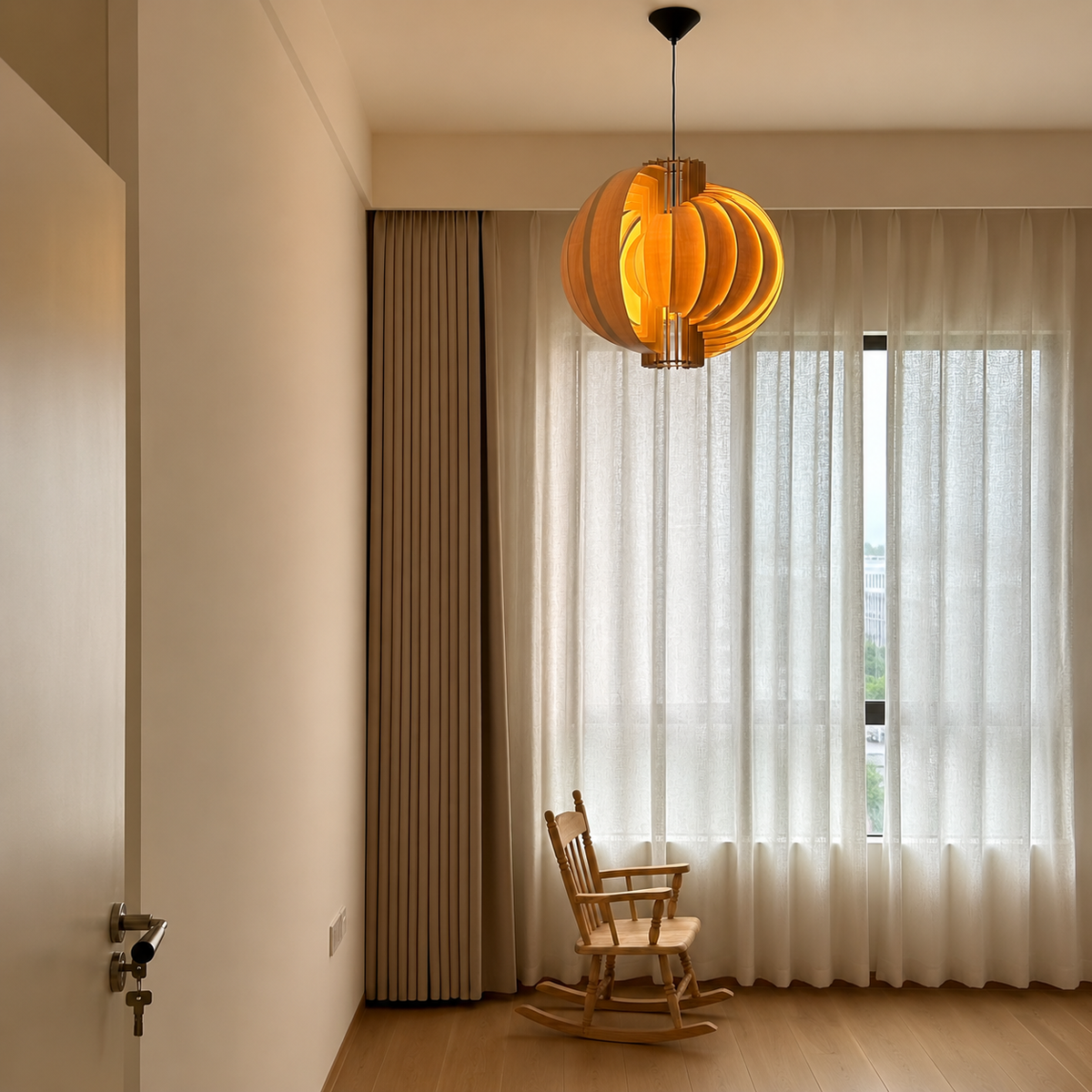 Orb Wood Pendant Light