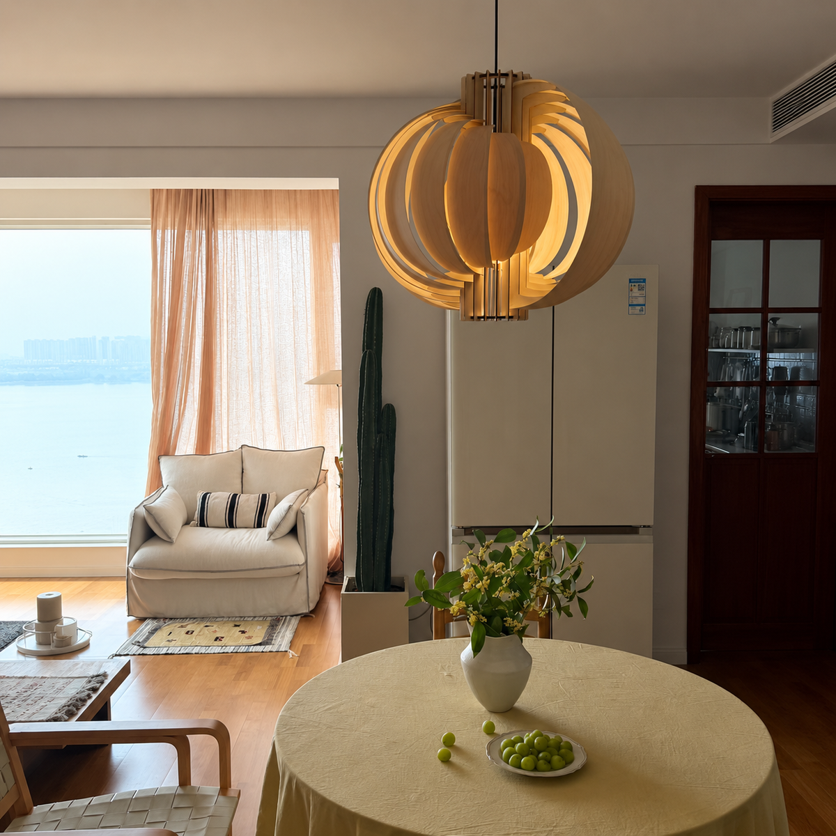 Orb Wood Pendant Light