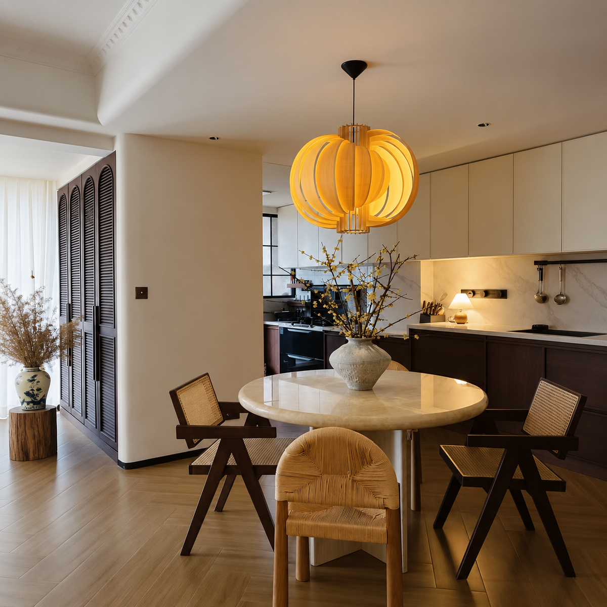 Orb Wood Pendant Light
