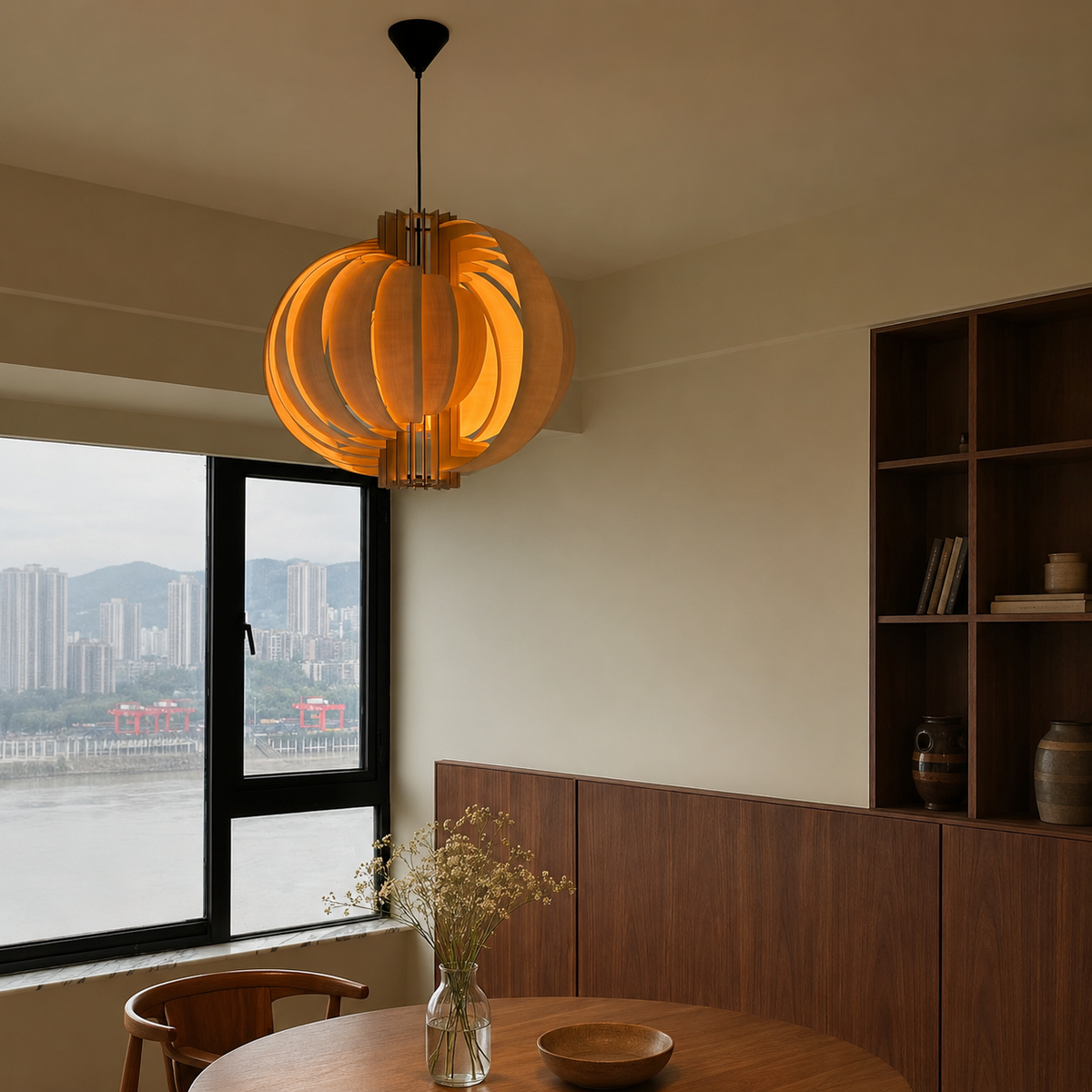Orb Wood Pendant Light