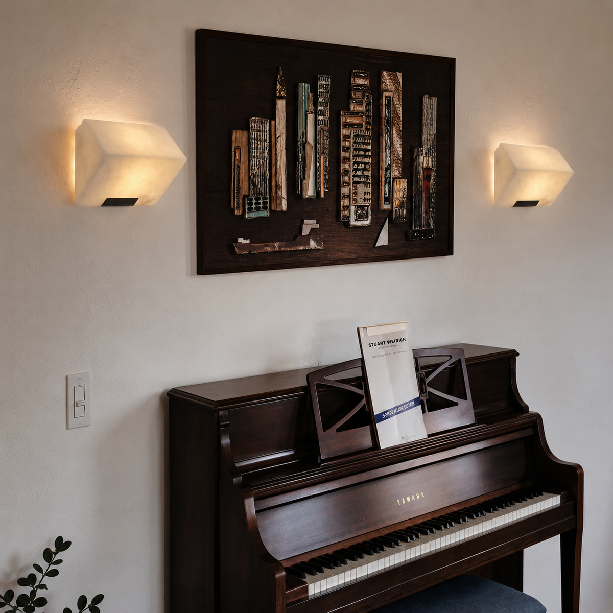 Strata Alabaster Triple Sconce