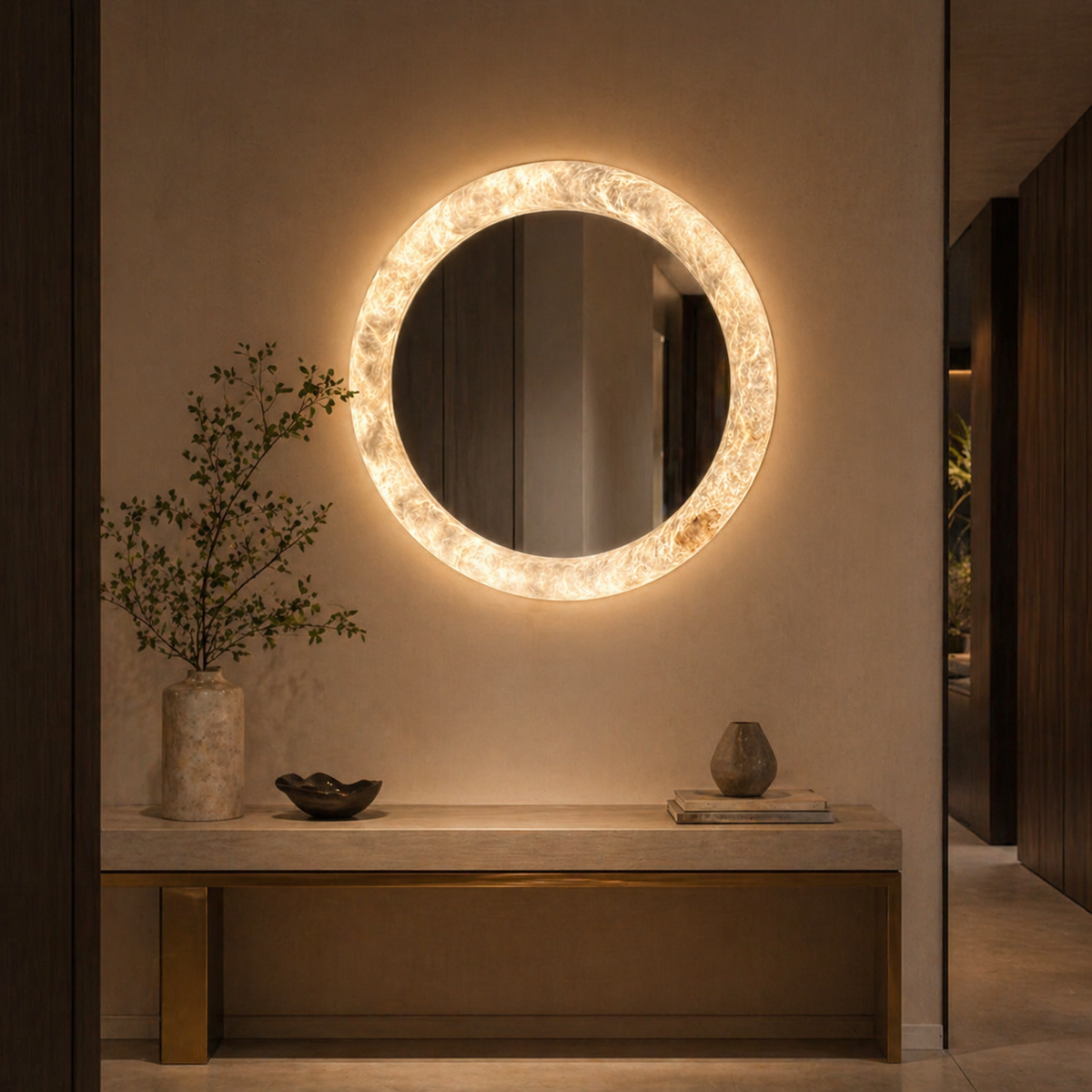 Alabaster Halo Mirror
