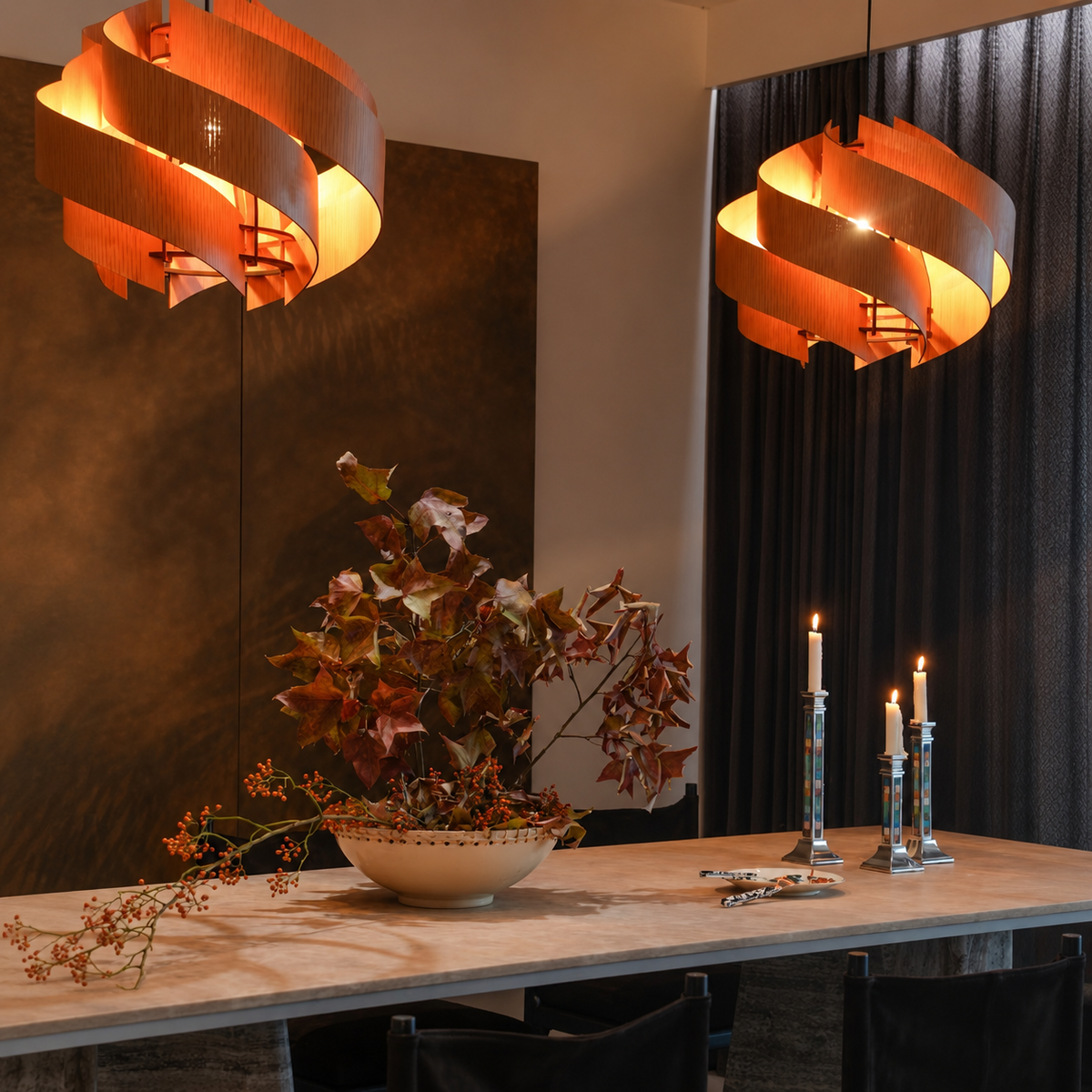 Spiral Wood Chandelier