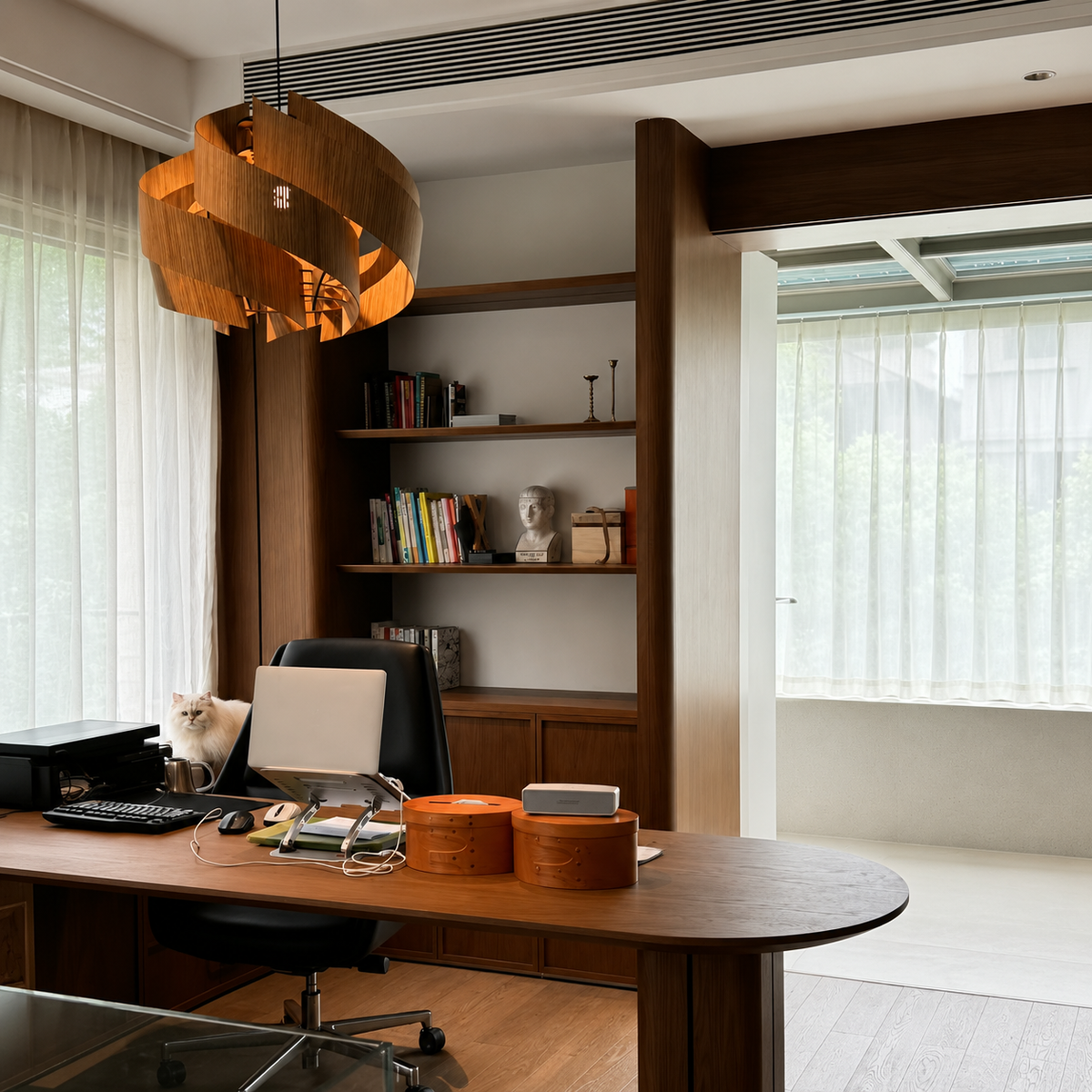 Spiral Wood Chandelier