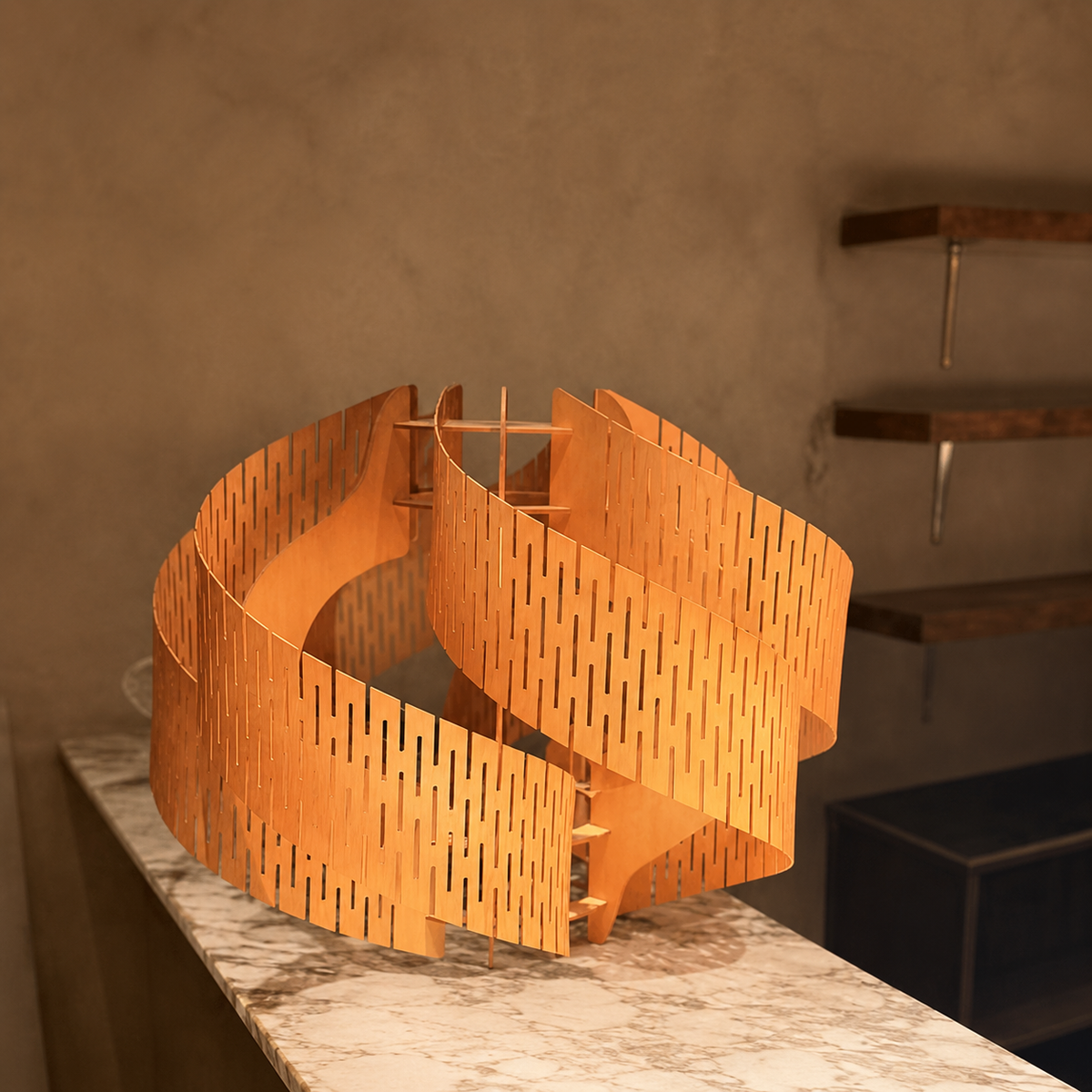 Spiral Wood Chandelier