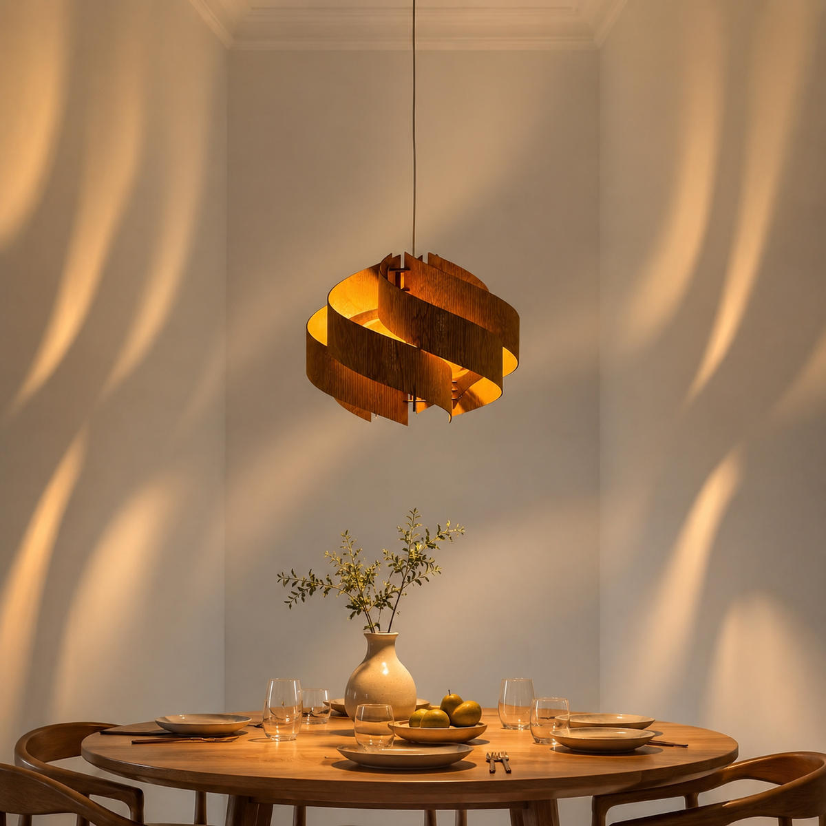 Spiral Wood Chandelier