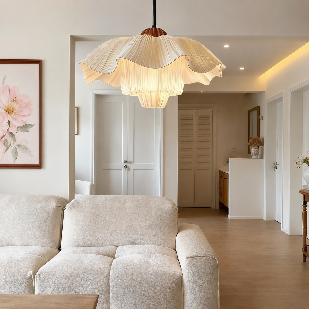 Fleur French Linen Pendant Light