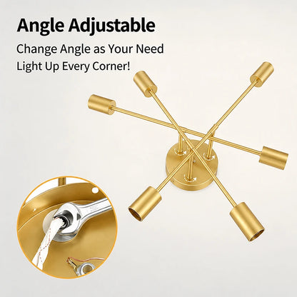 Modern 6-Light Sputnik Chandelier – Black or Gold Ceiling Light
