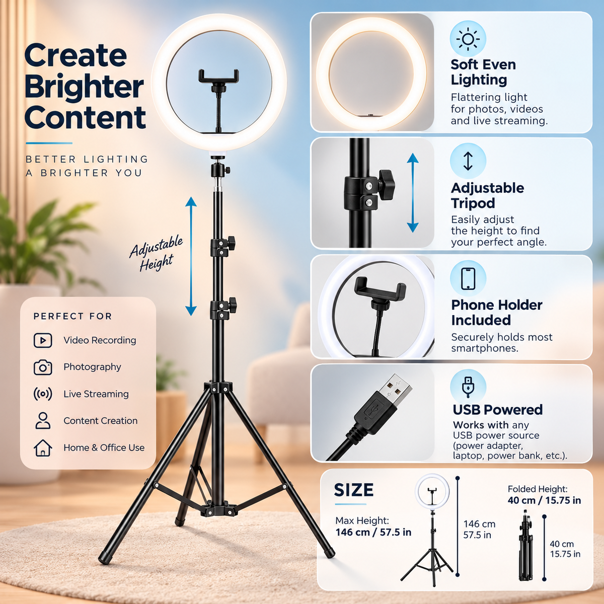 LED Ring Light with Tripod
