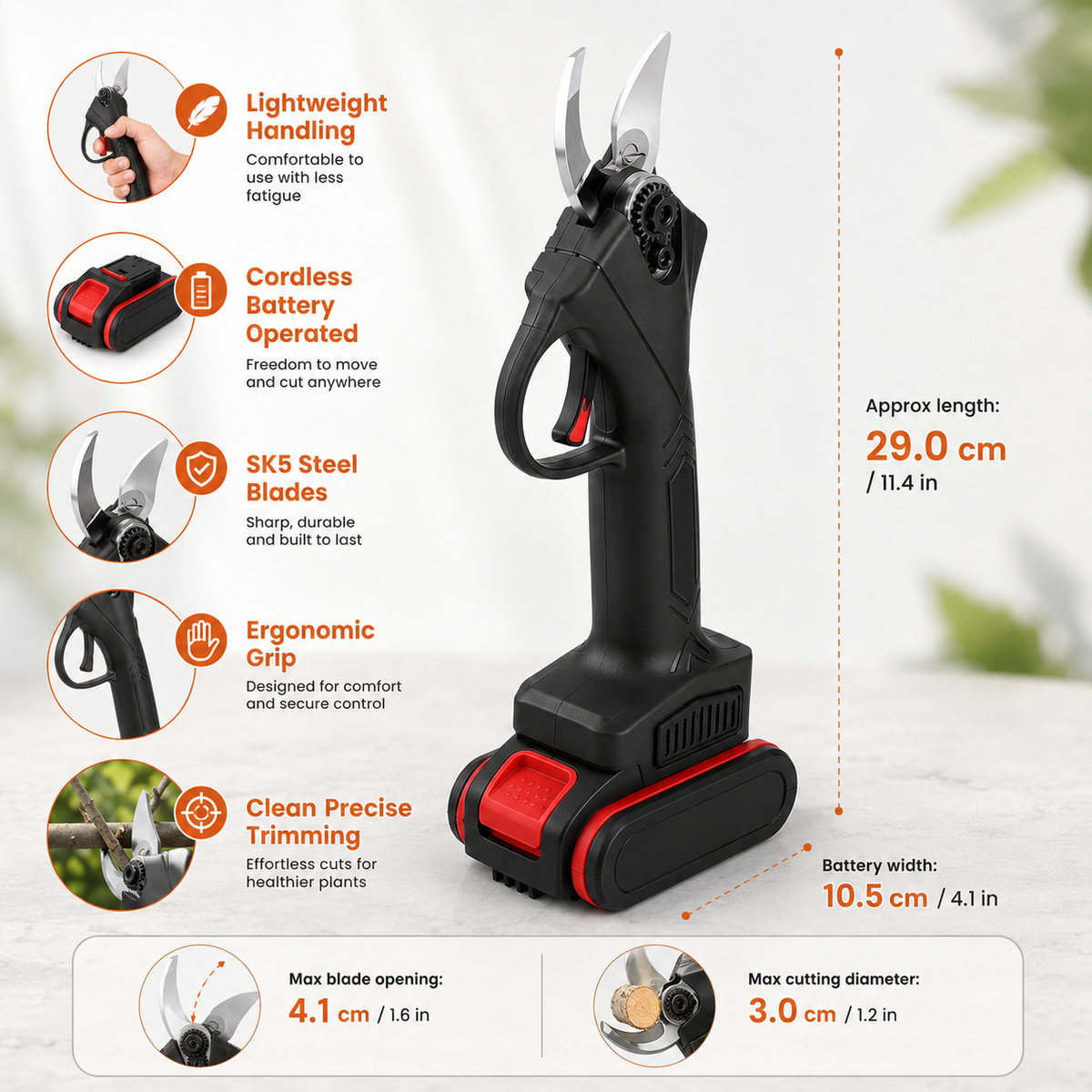Lightweight Electric Pruning Shears Battery Operated
