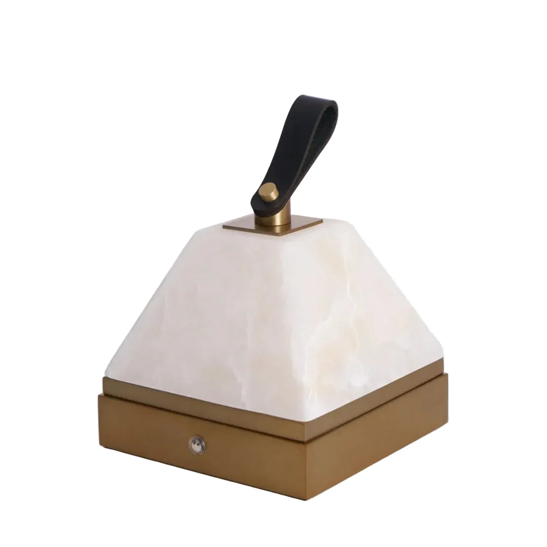 Pyramid Alabaster Portable Table Lamp