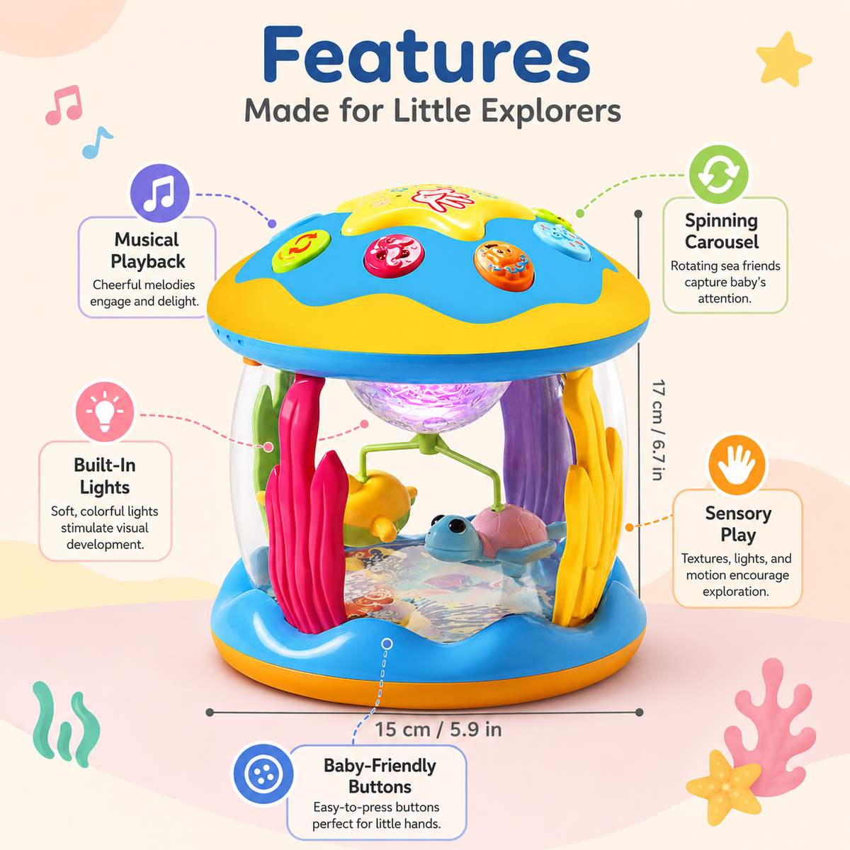 Musical Carousel Infant Toy Baby Interactive Spinning
