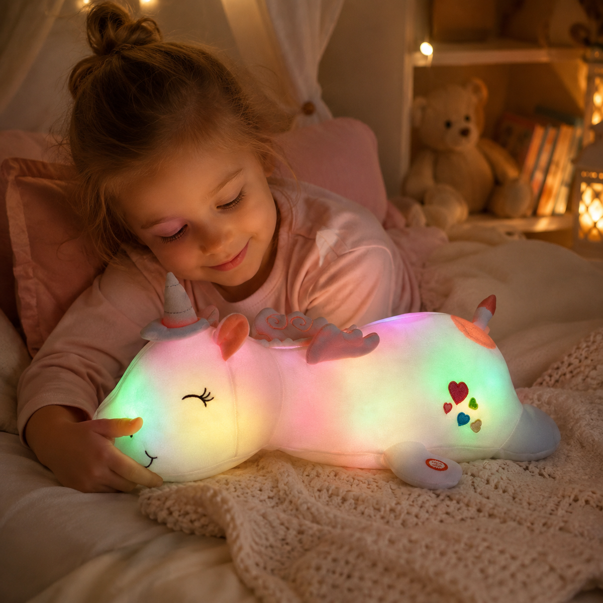 Plush Night Light Rainbow LED Cozy Sleep Toy